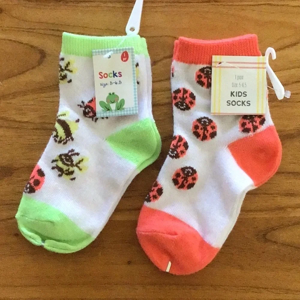 Vibrant Ladybug and Bee Crew Socks for Fun Fashion - NWT